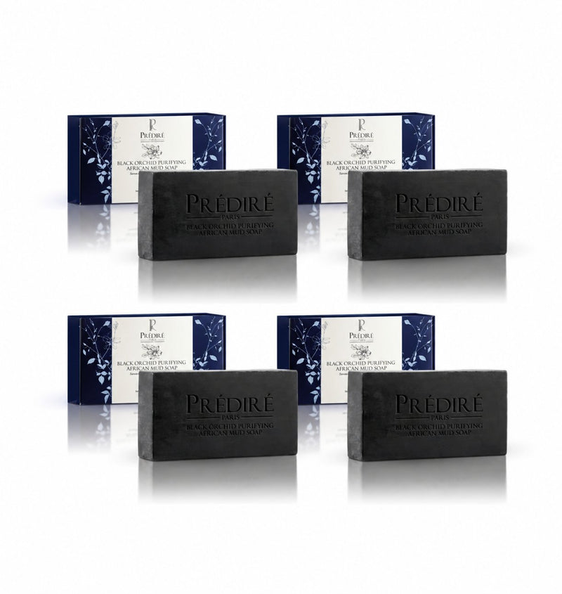 Black Orchid Purifying African Mud Soap | Extreme Hygiene Anti-Bacterial Soap - (4 Pack Bundle)